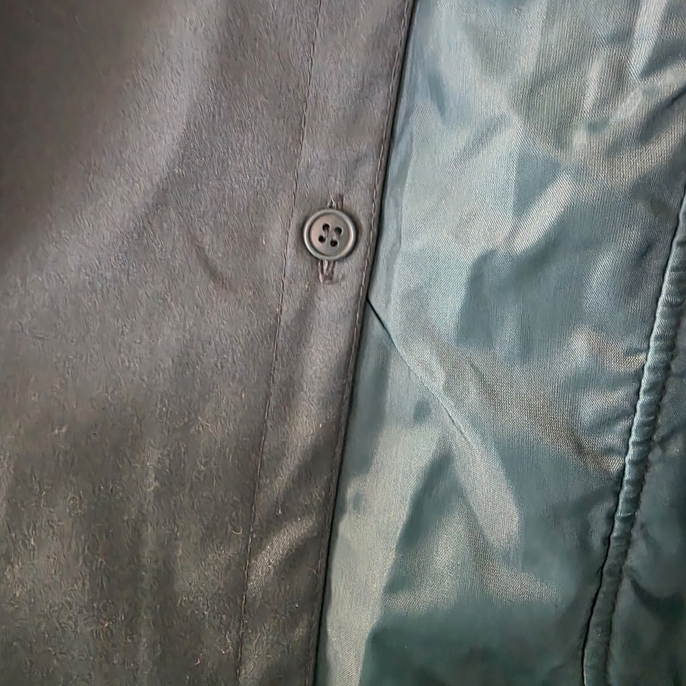 Worthington Vintage Women 3 Season Trench Long Coat Belted Long Size 10 P Green - Picture 5 of 9